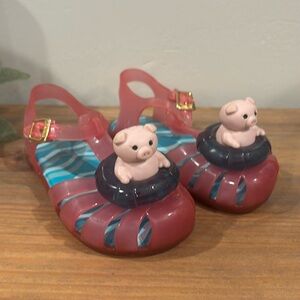 Mini Melissa Pig In The Pool Pink Jelly Sandals Girls Sz 10